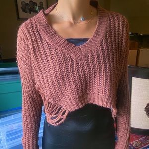 Cropped burgundy sweater